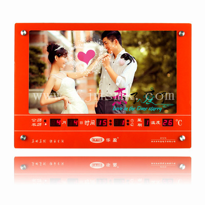 【个性婚纱无框画DIY电子万年历数码LED万年历 电子挂历 电子钟定制】价格,厂家,图片,其他钟表,漳州市华盈电子-